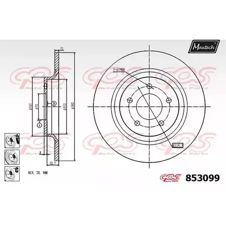 Тормозной диск MAXTECH 4ER4LB1 853099.6880 8530 99 4326587 изображение 0