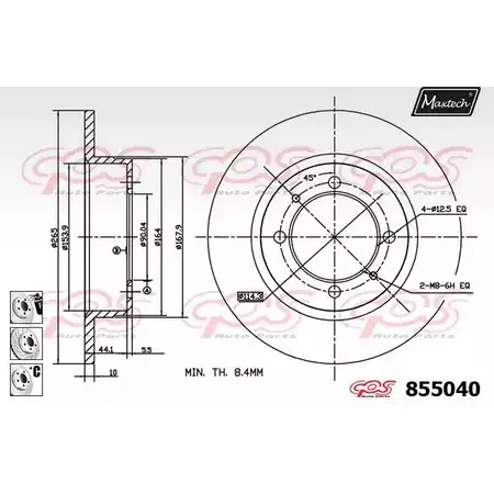 Тормозной диск MAXTECH 4326689 855040.6880 3YW3VN 855 040 изображение 0