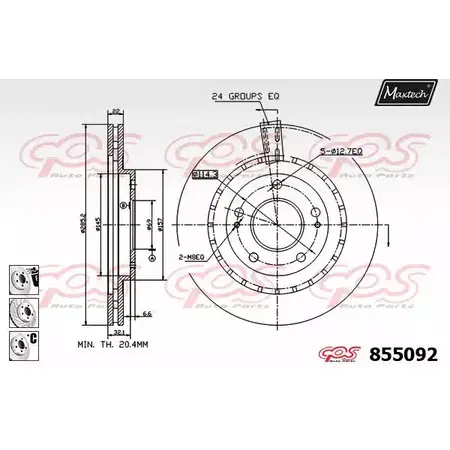 Тормозной диск MAXTECH 4326770 855092.6980 85509 2 PJAEFU
