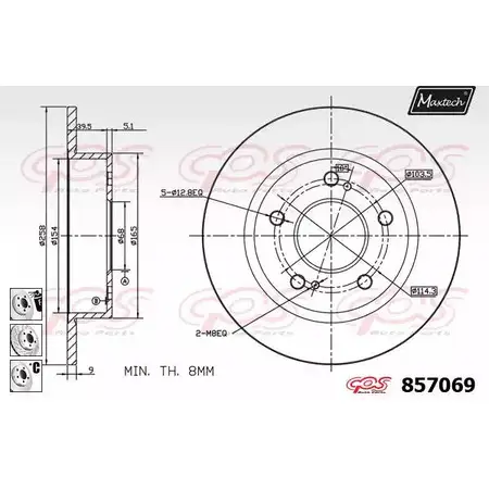 Тормозной диск MAXTECH 857 069 XISGOD 857069.6980 4326945 изображение 0