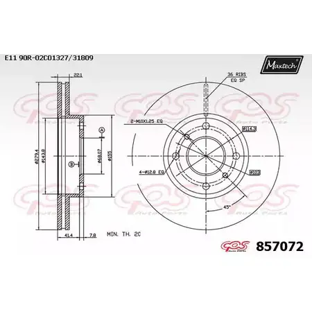 Тормозной диск MAXTECH TLWYQS 857072.0000 4326950 8 57072 изображение 0