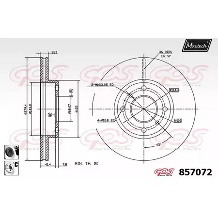 Тормозной диск MAXTECH 4326951 85 7072 1G8VK 857072.6060 изображение 0