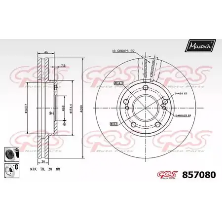 Тормозной диск MAXTECH 4326975 857080.6060 8570 80 W9SR0 изображение 0