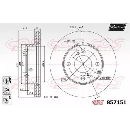 Тормозной диск MAXTECH 85715 1 857151.6980 9560Z 4327129 изображение 0