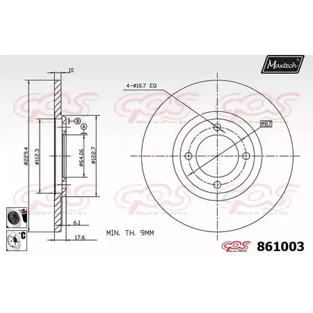 Тормозной диск MAXTECH JGV1PU 4327148 86 1003 861003.6060 изображение 0