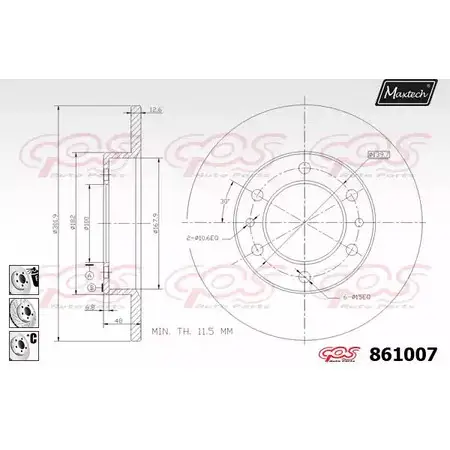 Тормозной диск MAXTECH GR731 861007.6980 861 007 4327166 изображение 0