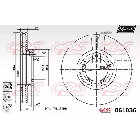 Тормозной диск MAXTECH 861036.6880 4327257 861 036 TLN5H0 изображение 0
