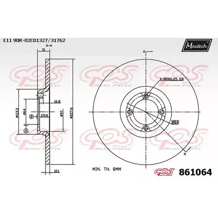 Тормозной диск MAXTECH 4327279 86106 4 861064.0000 IK6624 изображение 0