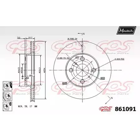 Тормозной диск MAXTECH 861091.6980 L1C9X 861 091 4327306 изображение 0