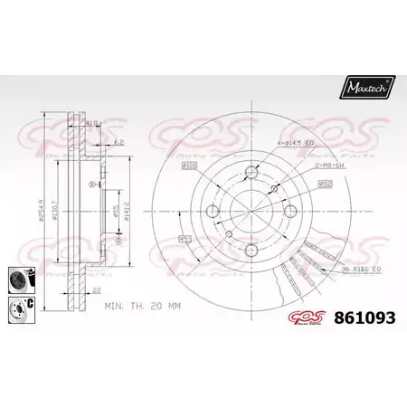 Тормозной диск MAXTECH 861 093 4327312 861093.6060 GYGWDMK