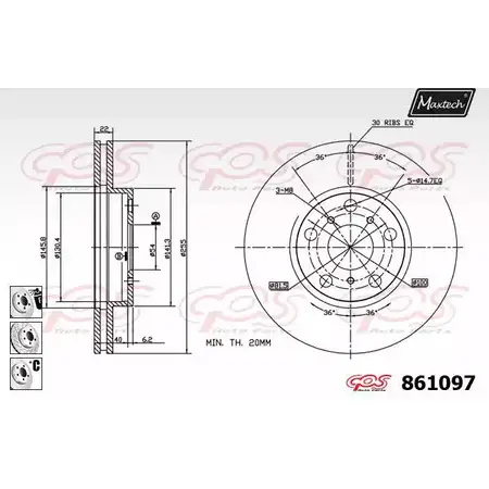 Тормозной диск MAXTECH ZOU6T 8610 97 861097.6880 4327325 изображение 0