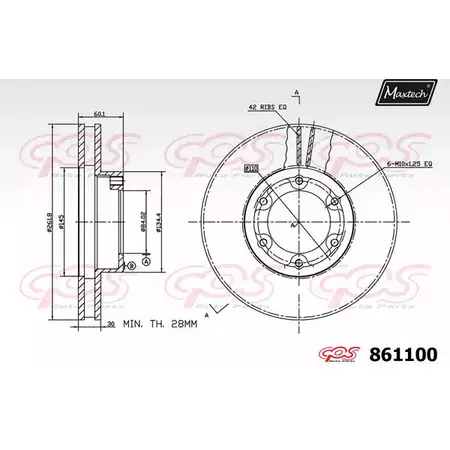 Тормозной диск MAXTECH 861100.0000 TF6EE 4327335 8 61100 изображение 0