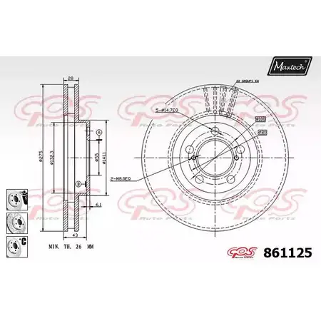 Тормозной диск MAXTECH C9AJF 4327381 861 125 861125.6880