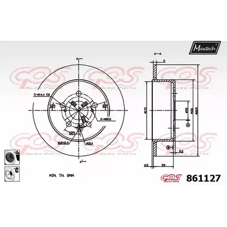 Тормозной диск MAXTECH 4327384 8611 27 K8HONSG 861127.6060 изображение 0