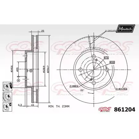 Тормозной диск MAXTECH 861 204 30HEOI 861204.6880 4327429
