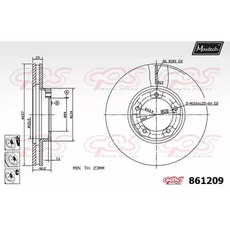 Тормозной диск MAXTECH 8 61209 4327442 861209.6980 BE4EZID изображение 0