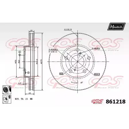 Тормозной диск MAXTECH 4327472 861218.6060 86 1218 IASSSAE изображение 0