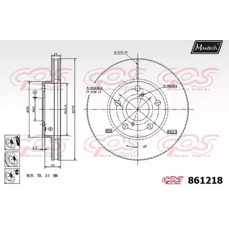Тормозной диск MAXTECH 4327474 AWHH4P 861218.6980 86 1218