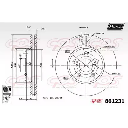 Тормозной диск MAXTECH 861231.6060 4327504 8 61231 Q9HKL изображение 0