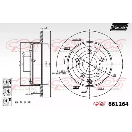 Тормозной диск MAXTECH 8 61264 FIC8AV 861264.6880 4327601 изображение 0