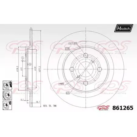 Тормозной диск MAXTECH 861 265 4327606 861265.6980 S7CZRIY изображение 0