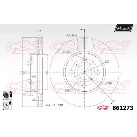 Тормозной диск MAXTECH 86 1273 2WYBGOF 4327632 861273.6060