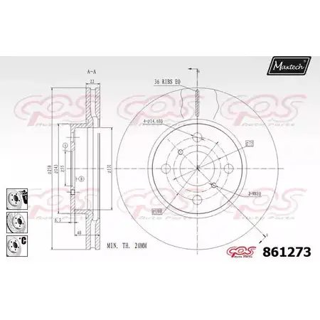 Тормозной диск MAXTECH 86127 3 SY457 4327634 861273.6980 изображение 0