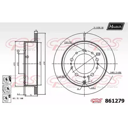 Тормозной диск MAXTECH S6TWCLS 86127 9 4327645 861279.6880 изображение 0