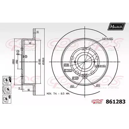 Тормозной диск MAXTECH 861283.6980 4327662 PFJP847 8 61283 изображение 0