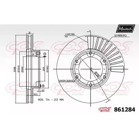 Тормозной диск MAXTECH 4327663 861284.0000 8612 84 FGT11 изображение 0