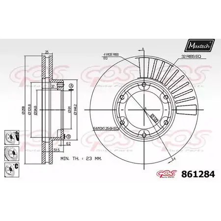 Тормозной диск MAXTECH OB52L 4327666 86128 4 861284.6980 изображение 0