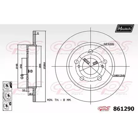 Тормозной диск MAXTECH 4327674 BFTP8 861290.6980 86129 0