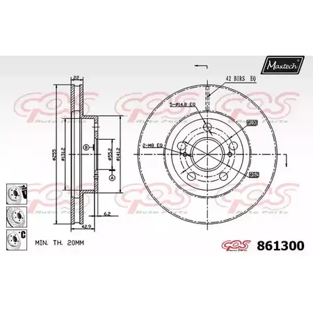 Тормозной диск MAXTECH 861300.6980 743T69A 4327686 861 300 изображение 0