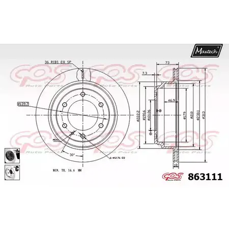 Тормозной диск MAXTECH 86 3111 4327782 O6259B0 863111.6060 изображение 0