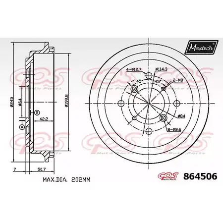 Тормозной барабан MAXTECH UONU4H 864506.0000 86 4506 4327930