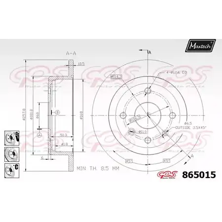 Тормозной диск MAXTECH 4327963 RR5VQG 8650 15 865015.6880