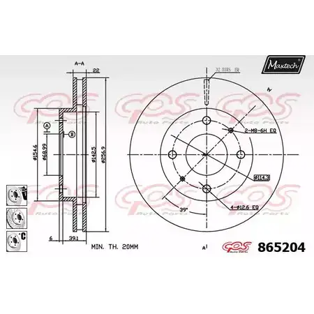 Тормозной диск MAXTECH RE67EW 4327975 8652 04 865204.6880