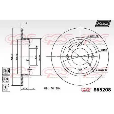 Тормозной диск MAXTECH 4327988 865208.6980 865 208 U6MPKA6