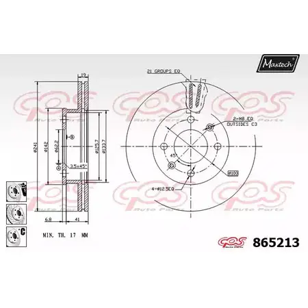 Тормозной диск MAXTECH 1UY7PQF 865213.6880 4327999 865 213