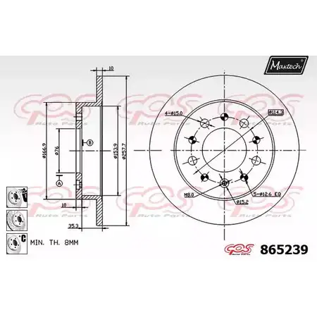Тормозной диск MAXTECH V5ZQZN 4328063 86523 9 865239.6880