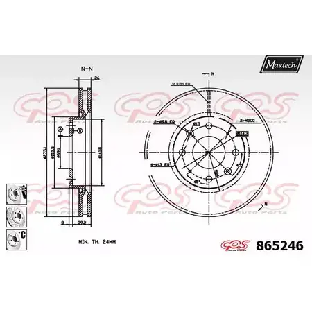 Тормозной диск MAXTECH 4328079 865246.6880 86524 6 7KMTX изображение 0