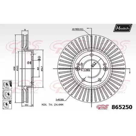 Тормозной диск MAXTECH QGHTCLA 865 250 4328096 865250.6980