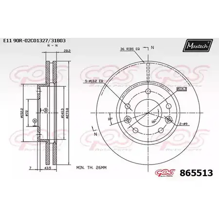 Тормозной диск MAXTECH 86 5513 865513.0000 4328173 VA68HES изображение 0