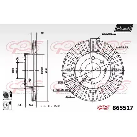 Тормозной диск MAXTECH 865517.6060 4328190 UOVQ3S 8655 17