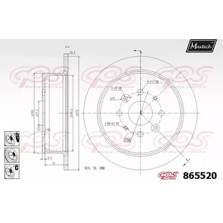 Тормозной диск MAXTECH 4328203 8655 20 I1M72AB 865520.6880 изображение 0