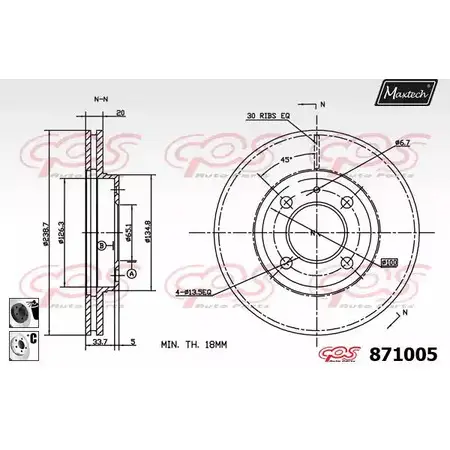 Тормозной диск MAXTECH 871005.6060 8 71005 4328260 Q2SOY1 изображение 0