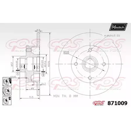 Тормозной диск MAXTECH 871 009 EP06RFP 871009.6880 4328277 изображение 0