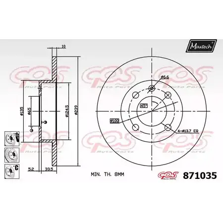 Тормозной диск MAXTECH 87 1035 4328305 MJY24 871035.6880 изображение 0