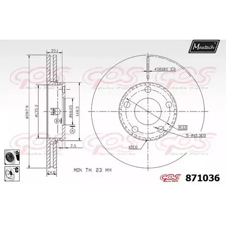 Тормозной диск MAXTECH 871036.6060 BJLPAE 4328308 8710 36 изображение 0