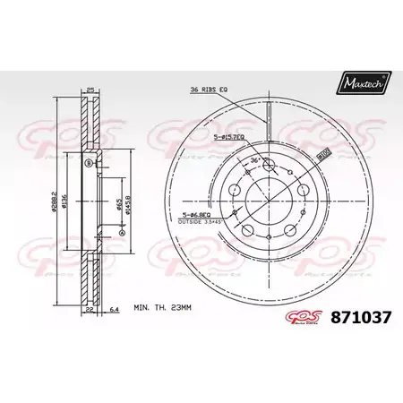 Тормозной диск MAXTECH X23DEE 871037.0000 4328311 8710 37 изображение 0